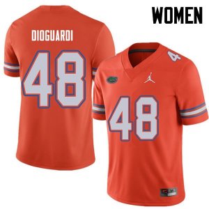 Women's Florida Gators #48 Brett DioGuardi NCAA Jordan Brand Orange Authentic Stitched College Football Jersey IUL4062UE